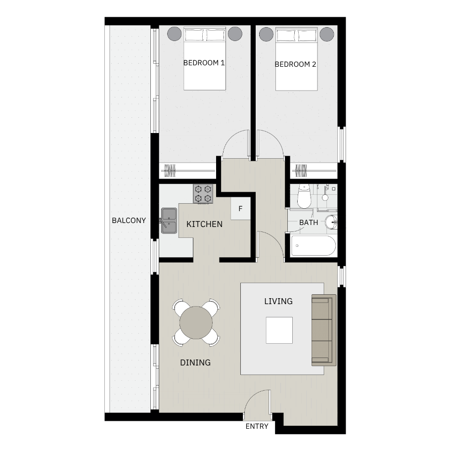 Indicative two bedroom apartment floorplan